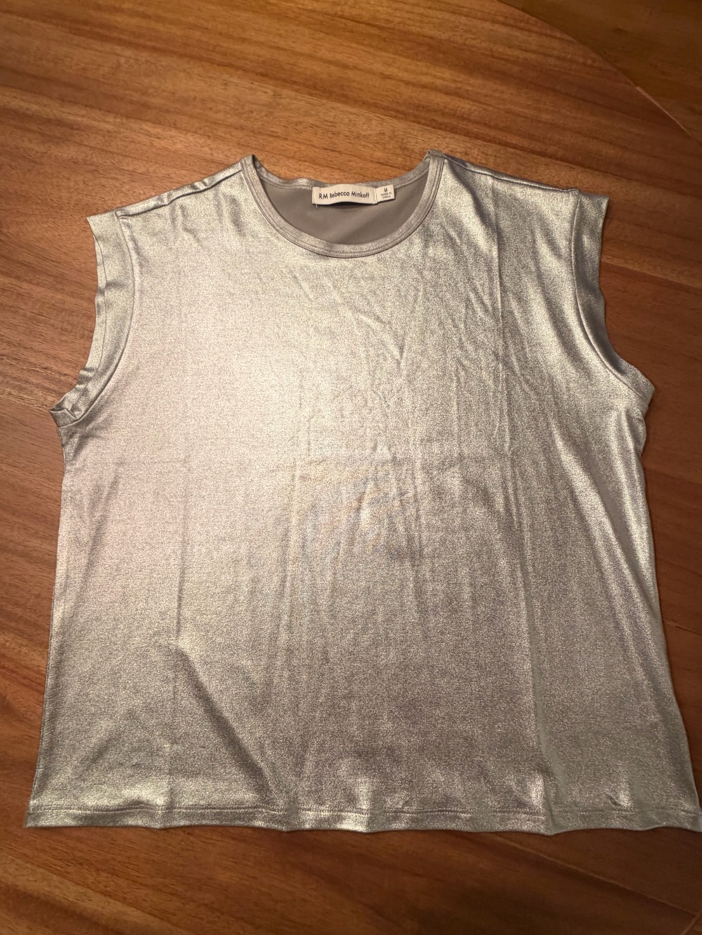 Rebecca Minkoff Silver Metallic Sleeveless Tank size M